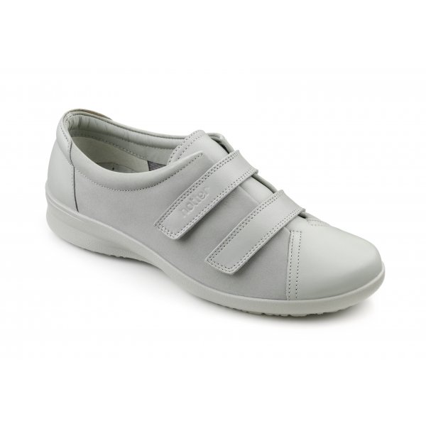 Hotter Womens Leap Pale Aqua Leather/Nubuck Velcro Shoe at Marshall Shoe