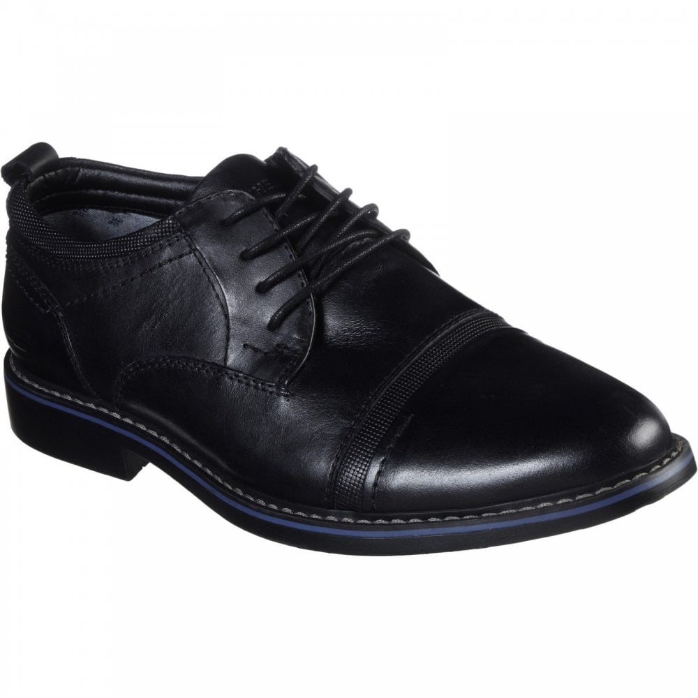 Skechers Mens Bregman Selone Black Lace Up Formal Shoes 8618