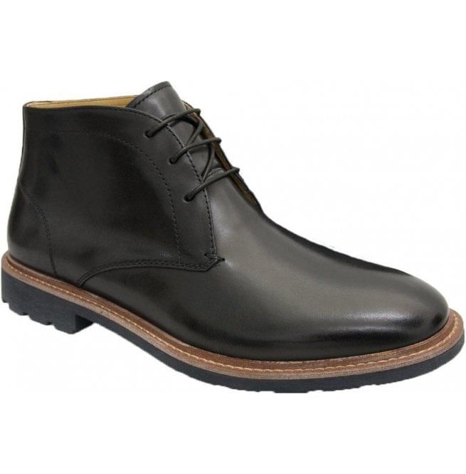 Steptronic Mens Leeds 3 Eyelet Black Chukka Boots