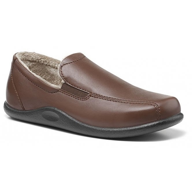 Hotter Relax Dark Tan Smooth Leather Slippers Official Stockist Marshall Shoes Est 1895 8015