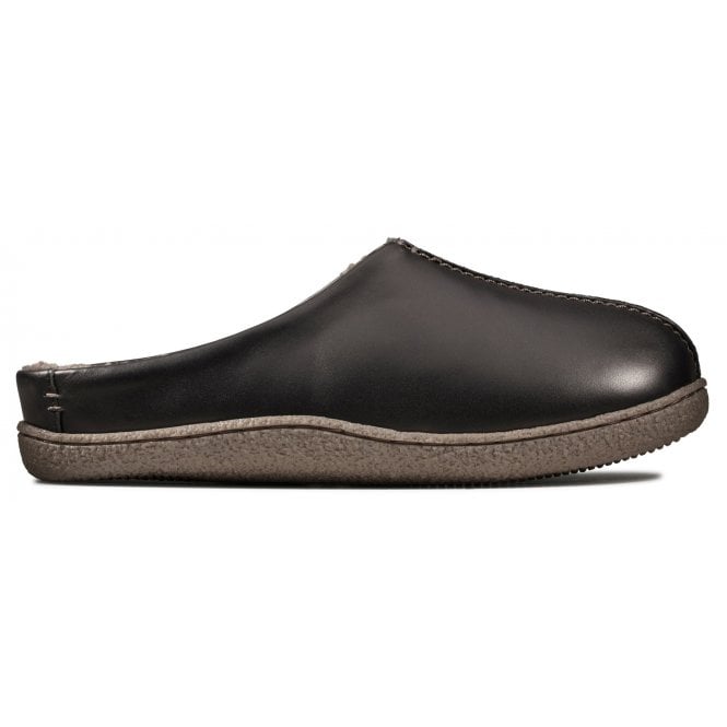 Clarks Relaxed Style Black Leather Mule Slippers 26143828 Official Stockist Marshall Shoes 3446