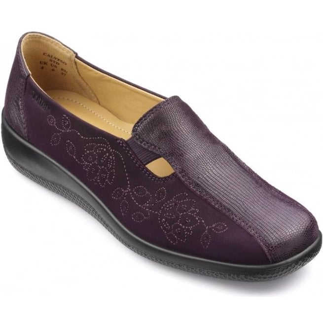 Hotter Womens Calypso Wide Plum Multi Nubuckleather Slip On Shoes 7989