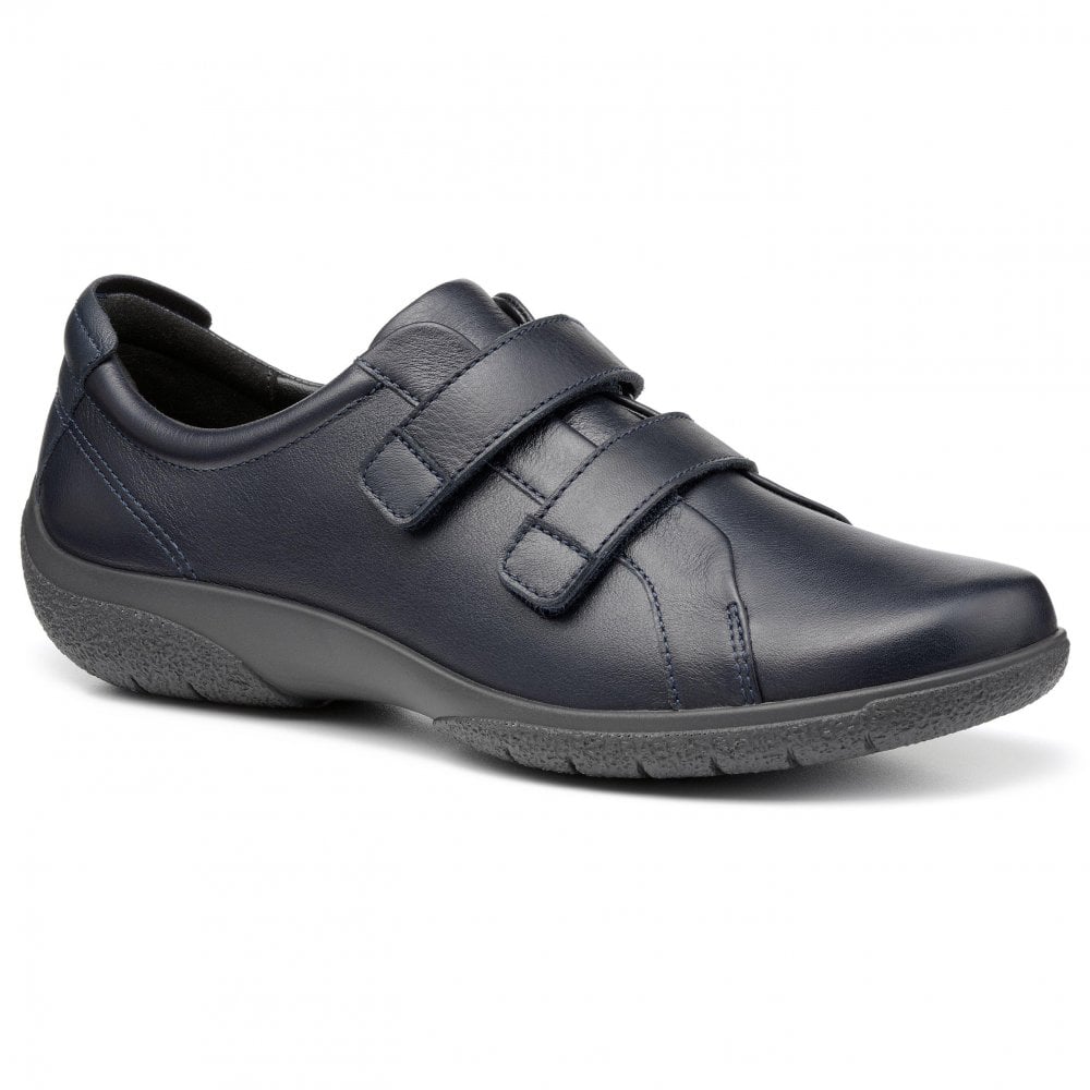 Hotter Womens Leap Ii Navy Leather Velcro Shoes 9314