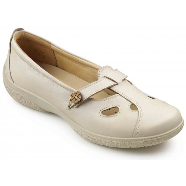 Hotter Womens Nirvana Soft Beige Leather Slip On Shoes 4542