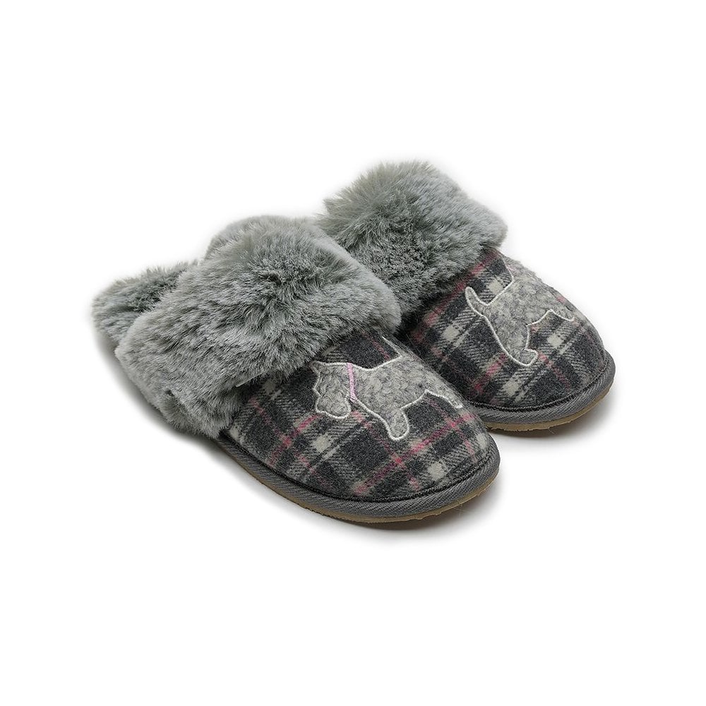 ladies tartan mule slippers