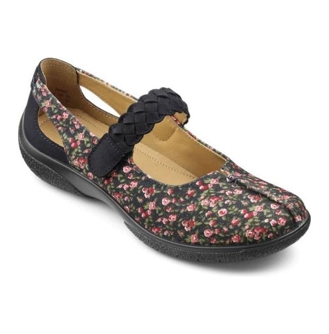 Hotter Womens Shake Navy Floral Textilenubuck Strap Over Shoes 4547