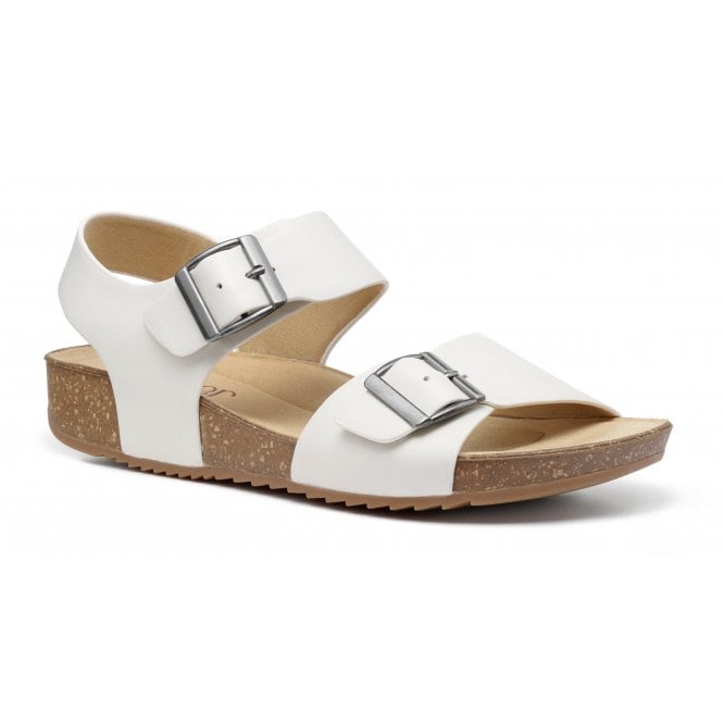 Hotter Womens Tourist Ii White Leather Double Buckle Sandals 4107